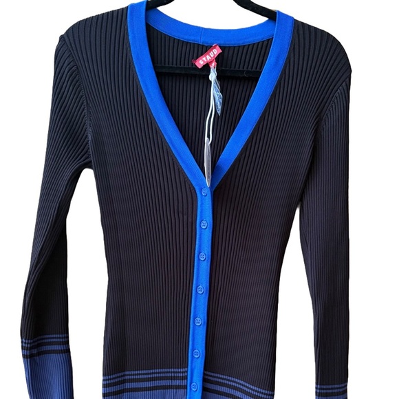 STAUD Long Sleeve Dress in Black and Blue - Picture 3 of 7